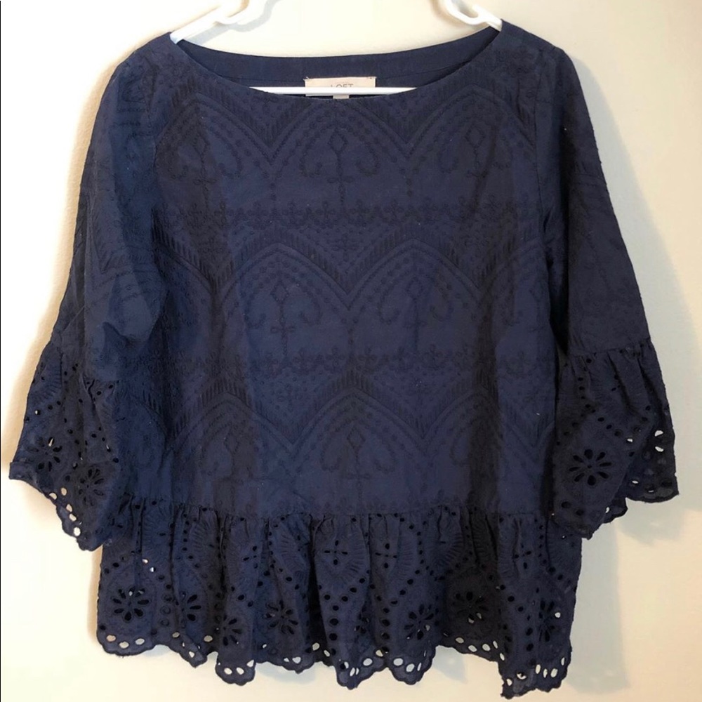 LOFT Navy blue 3/4 sleeve